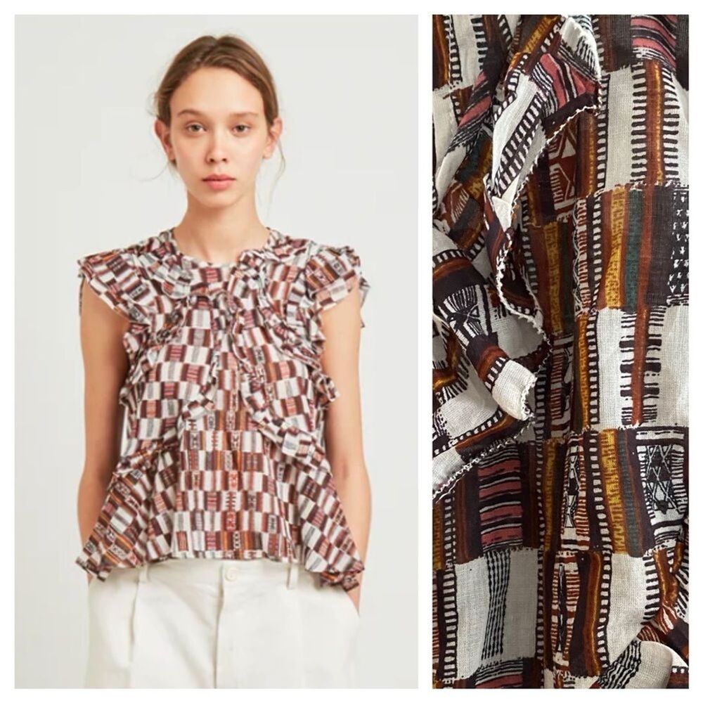 Isabel Etoile Marant Nalou Printed Ruffle Top 2
